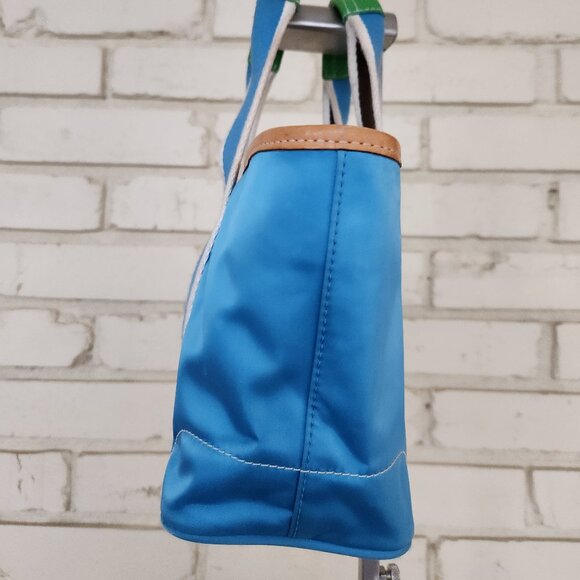 Vintage Coach Hampton Y2K Blue Handbag Tote Purse - Picture 10 of 13